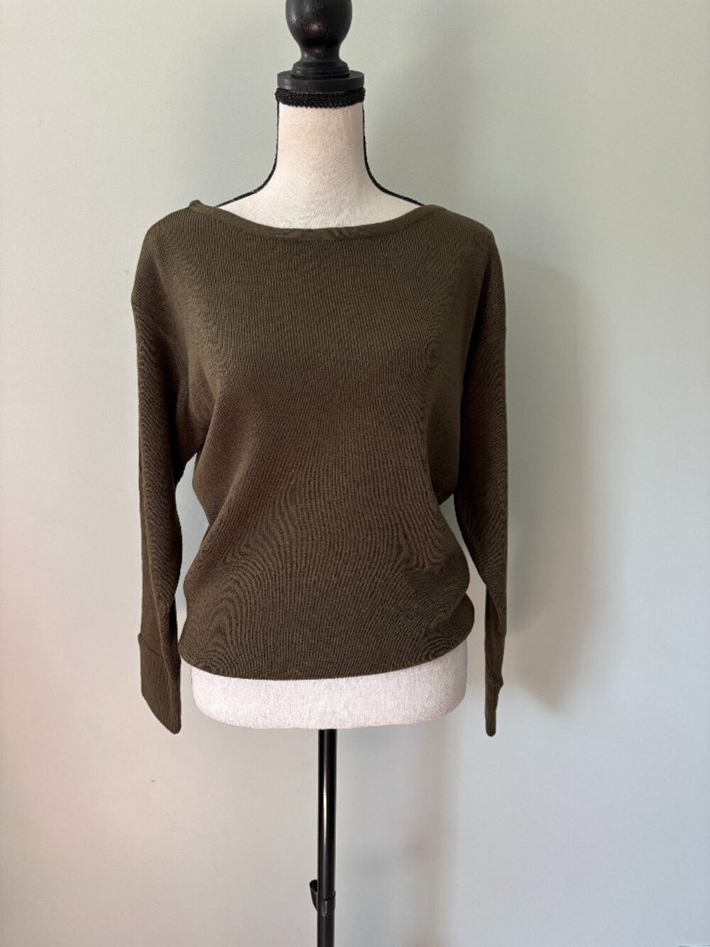 Nasty Gal Collection Olive Ribbed Knit Boatneck Sweater Size 4 NWT